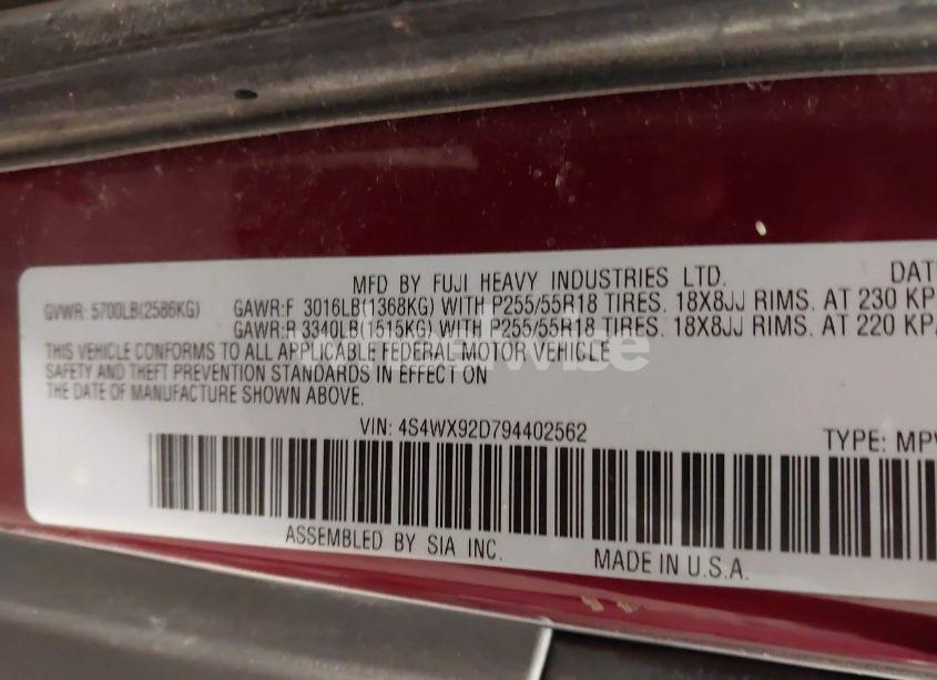 Photo 9 of 2009 Subaru Tribeca LIMITED 5-PASSENGER/SPECIAL EDITION 5-PASSENGER (VIN 4S4WX92D794402562)