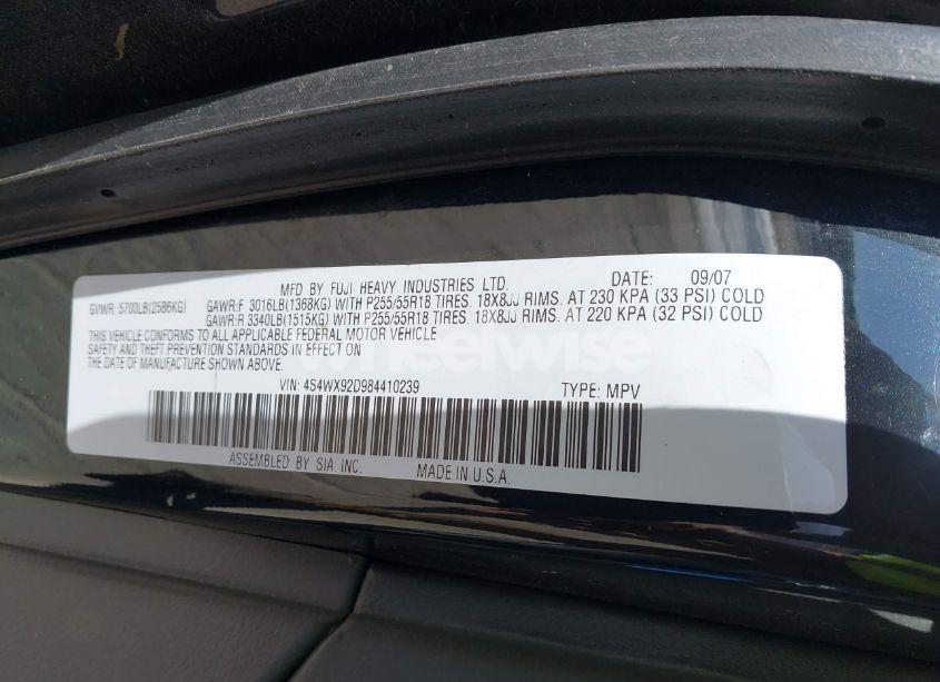 Photo 9 of 2008 Subaru Tribeca LIMITED 5-PASSENGER (VIN 4S4WX92D984410239)