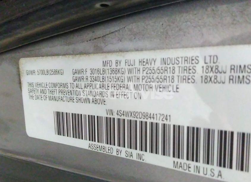 Photo 9 of 2008 Subaru Tribeca LIMITED 5-PASSENGER (VIN 4S4WX92D984417241)