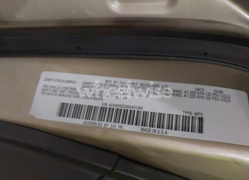 Photo 9 of 2009 Subaru Tribeca LIMITED 5-PASSENGER/SPECIAL EDITION 5-PASSENGER (VIN 4S4WX92D994401946)