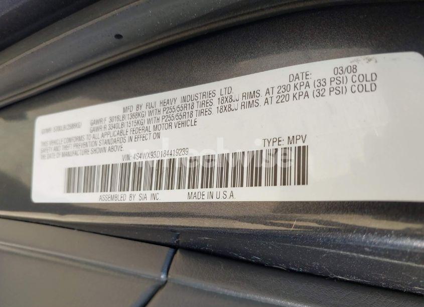 Photo 9 of 2008 Subaru Tribeca LIMITED 5-PASSENGER (VIN 4S4WX93D184419239)
