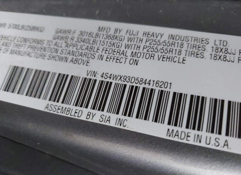 Photo 9 of 2008 Subaru Tribeca LIMITED 5-PASSENGER (VIN 4S4WX93D584416201)