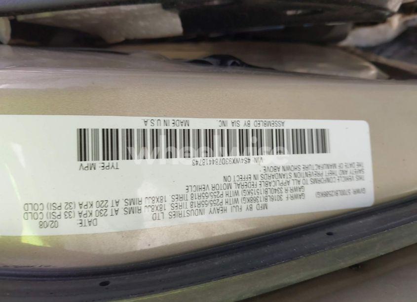 Photo 9 of 2008 Subaru Tribeca LIMITED 5-PASSENGER (VIN 4S4WX93D784418743)