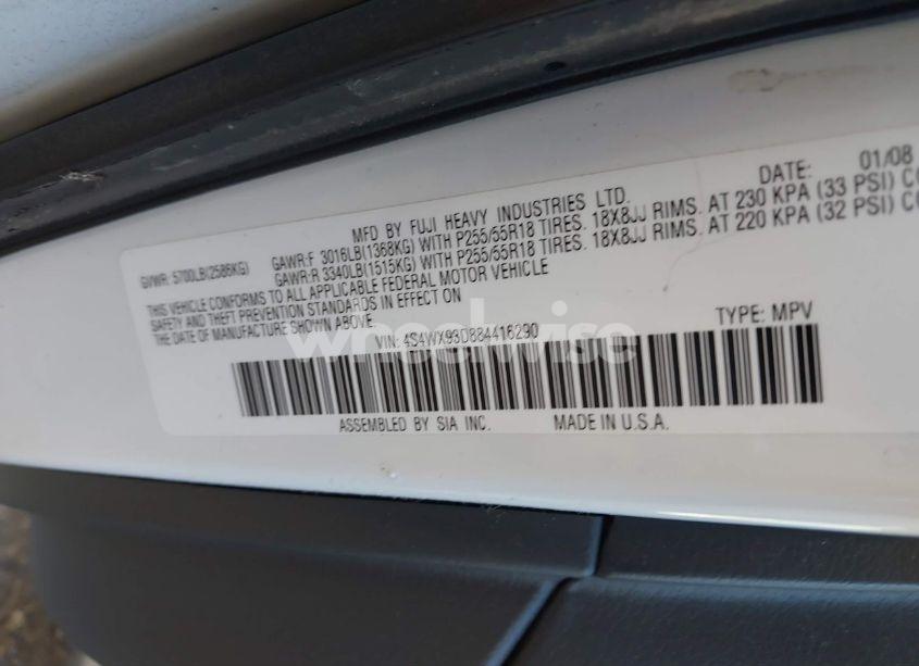 Photo 9 of 2008 Subaru Tribeca LIMITED 5-PASSENGER (VIN 4S4WX93D884416290)