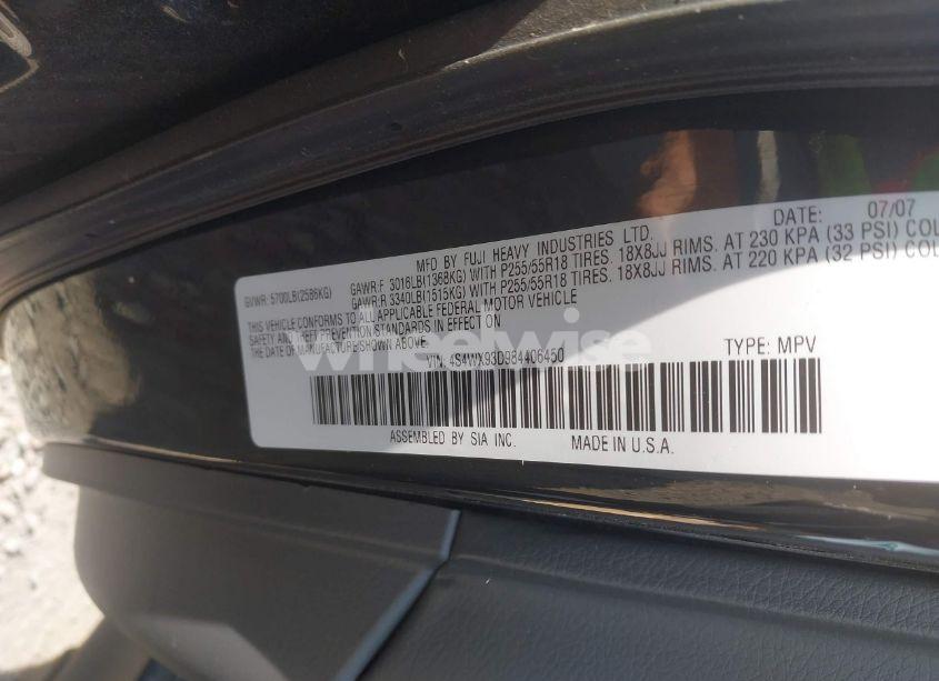 Photo 9 of 2008 Subaru Tribeca LIMITED 5-PASSENGER (VIN 4S4WX93D984406450)