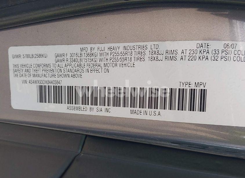 Photo 9 of 2008 Subaru Tribeca LIMITED 5-PASSENGER (VIN 4S4WX93DX84403847)