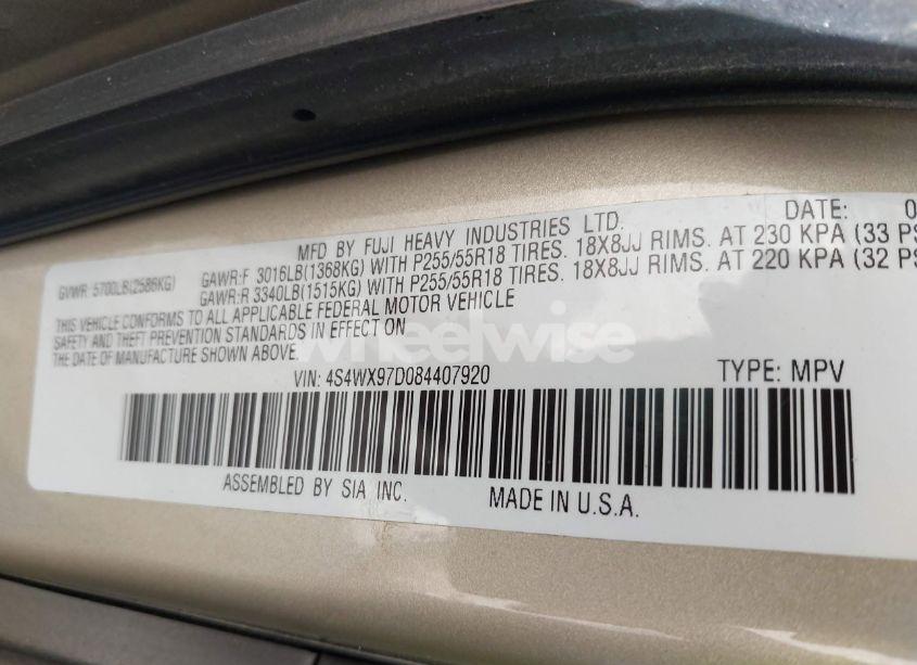 Photo 9 of 2008 Subaru Tribeca LIMITED 7-PASSENGER (VIN 4S4WX97D084407920)