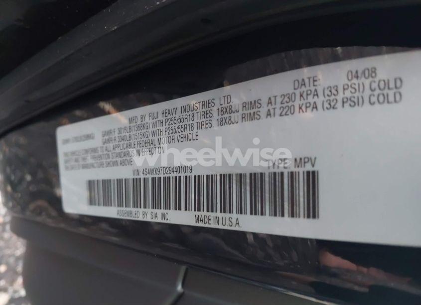 Photo 9 of 2009 Subaru Tribeca LIMITED 7-PASSENGER/SPECIAL EDITION 7-PASSENGER (VIN 4S4WX97D294401019)