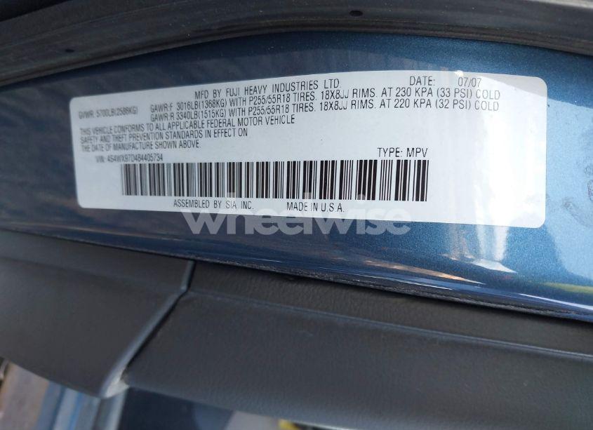 Photo 9 of 2008 Subaru Tribeca LIMITED 7-PASSENGER (VIN 4S4WX97D484405734)