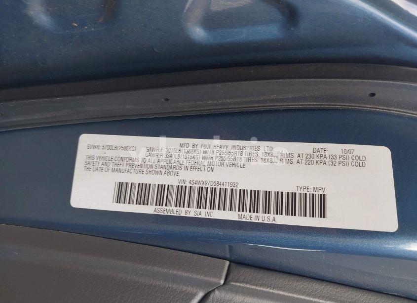 Photo 9 of 2008 Subaru Tribeca LIMITED 7-PASSENGER (VIN 4S4WX97D584411932)