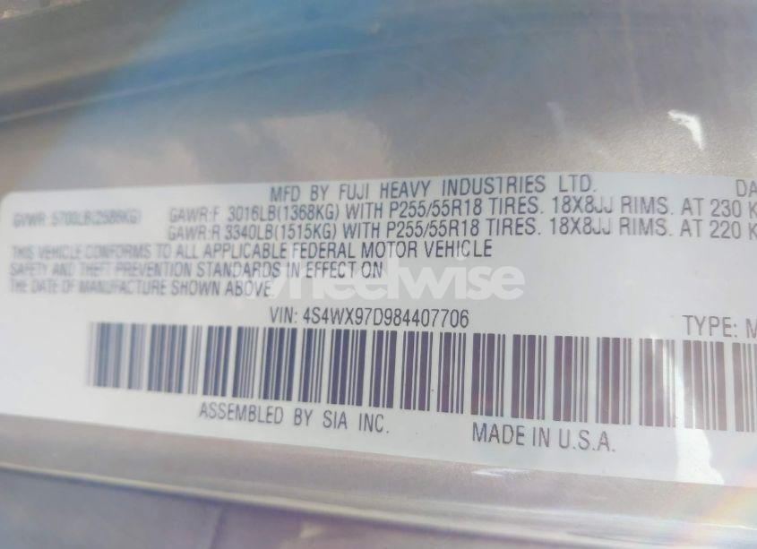 Photo 9 of 2008 Subaru Tribeca LIMITED 7-PASSENGER (VIN 4S4WX97D984407706)