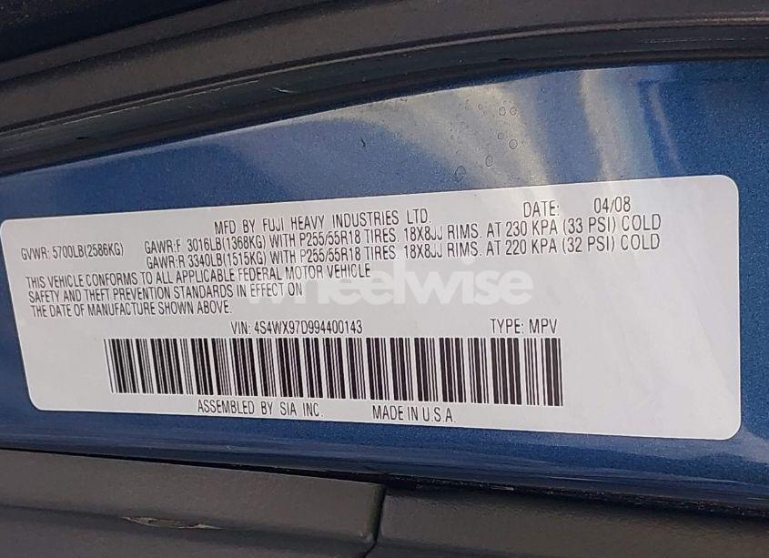 Photo 9 of 2009 Subaru Tribeca LIMITED 7-PASSENGER/SPECIAL EDITION 7-PASSENGER (VIN 4S4WX97D994400143)