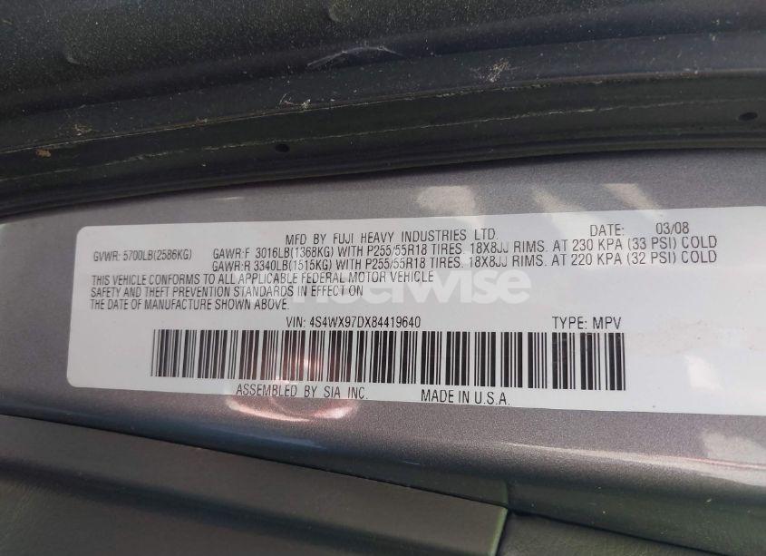 Photo 9 of 2008 Subaru Tribeca LIMITED 7-PASSENGER (VIN 4S4WX97DX84419640)