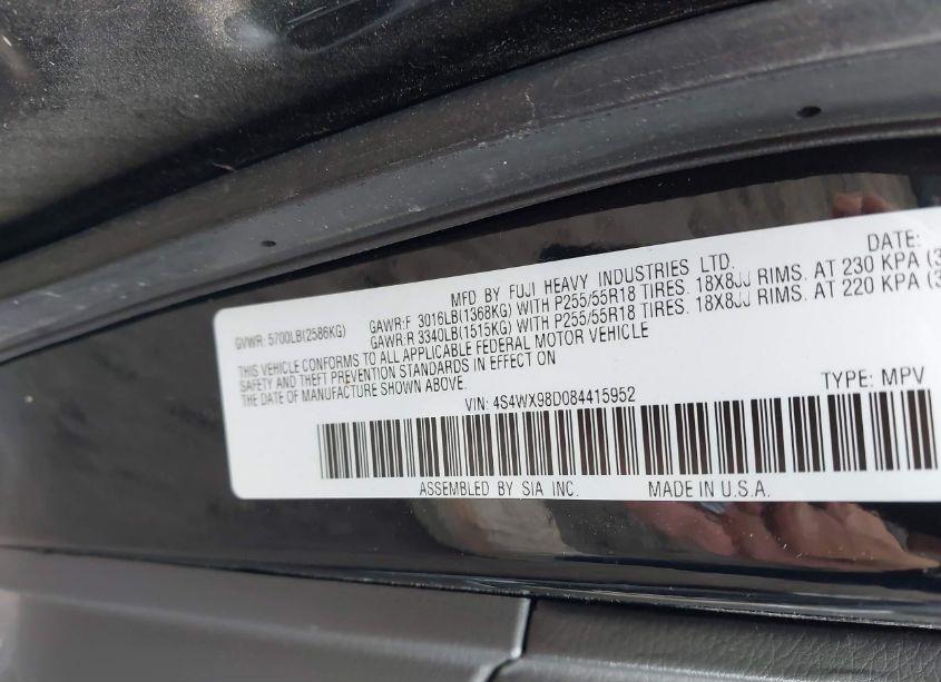 Photo 9 of 2008 Subaru Tribeca LIMITED 7-PASSENGER (VIN 4S4WX98D084415952)