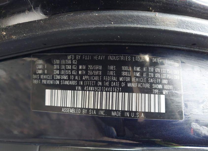 Photo 9 of 2013 Subaru Tribeca 3.6R LIMITED (VIN 4S4WX9GD1D4401621)