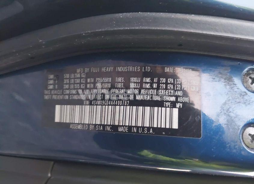 Photo 9 of 2010 Subaru Tribeca 3.6R LIMITED (VIN 4S4WX9GD4A4400782)