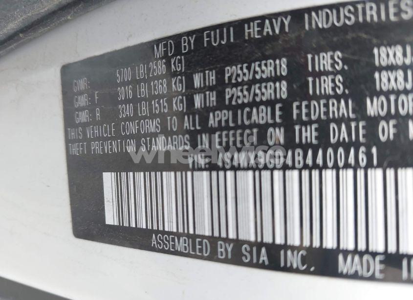 Photo 9 of 2011 Subaru Tribeca 3.6R LIMITED (VIN 4S4WX9GD4B4400461)