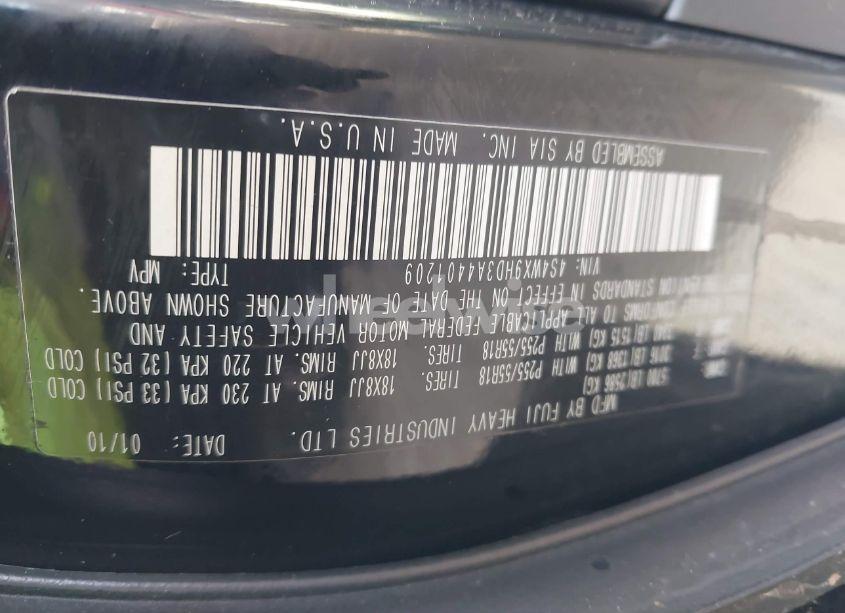 Photo 9 of 2010 Subaru Tribeca 3.6R LIMITED (VIN 4S4WX9HD3A4401209)