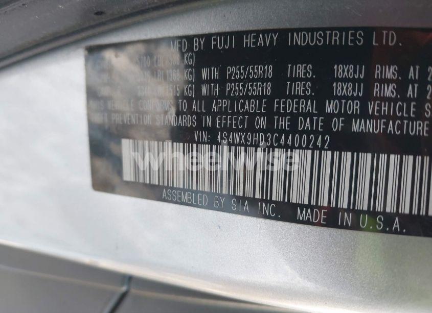 Photo 9 of 2012 Subaru Tribeca 3.6R LIMITED (VIN 4S4WX9HD3C4400242)