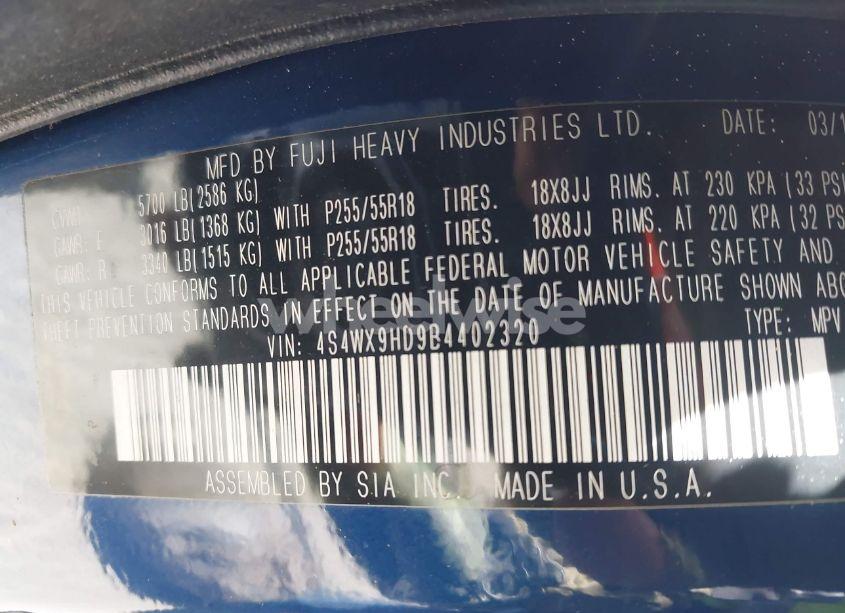 Photo 9 of 2011 Subaru Tribeca 3.6R LIMITED (VIN 4S4WX9HD9B4402320)