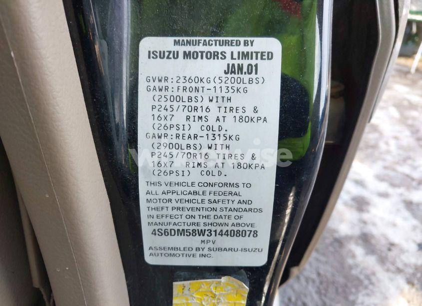 Photo 9 of 2001 Honda Passport EX/LX (VIN 4S6DM58W314408078)