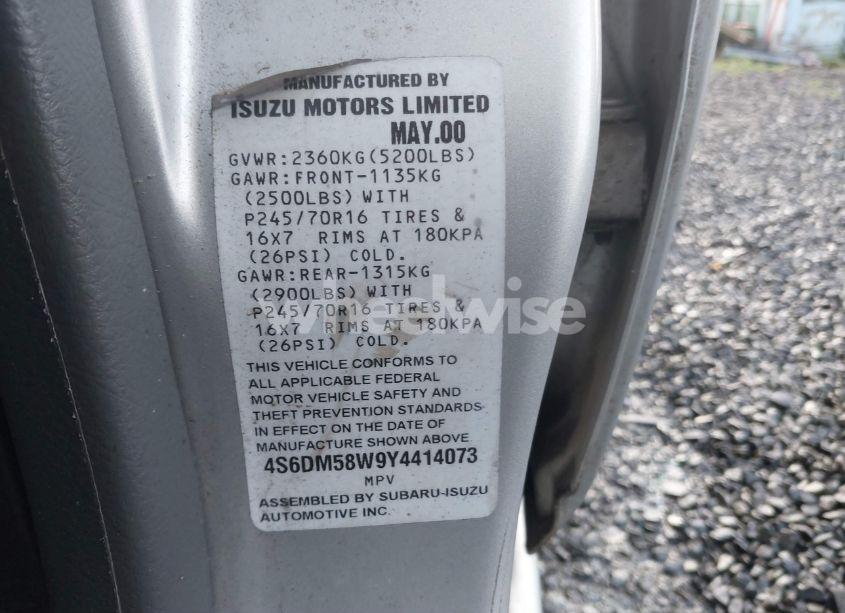 Photo 9 of 2000 Honda Passport EX/LX (VIN 4S6DM58W9Y4414073)