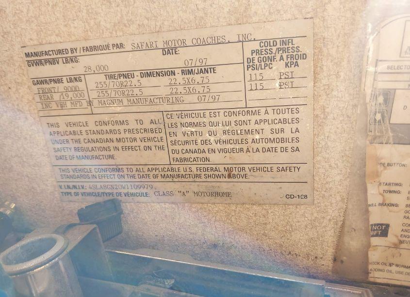 Photo 9 of 1998 Safari Motor HOME (VIN 4SLA8GN20W1109979)