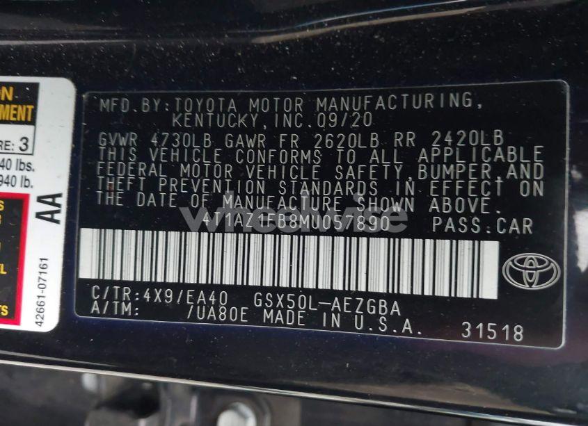 Photo 9 of 2021 Toyota Avalon XLE (VIN 4T1AZ1FB8MU057890)