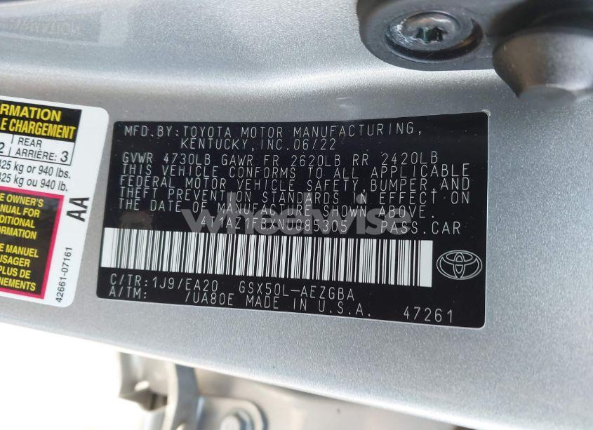 Photo 9 of 2022 Toyota Avalon XLE (VIN 4T1AZ1FBXNU085305)