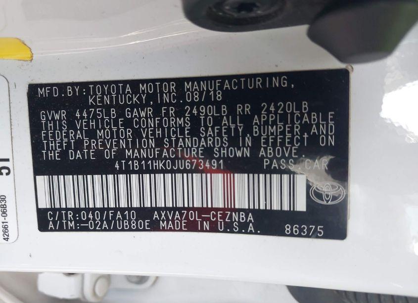 Photo 9 of 2018 Toyota Camry LE (VIN 4T1B11HK0JU673491)