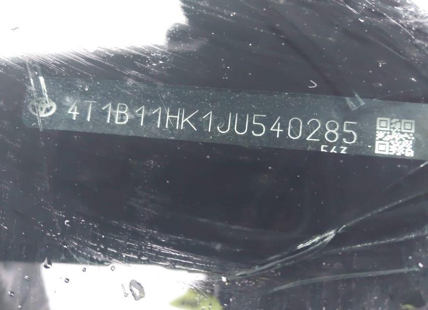 Photo 9 of 2018 Toyota Camry LE (VIN 4T1B11HK1JU540285)