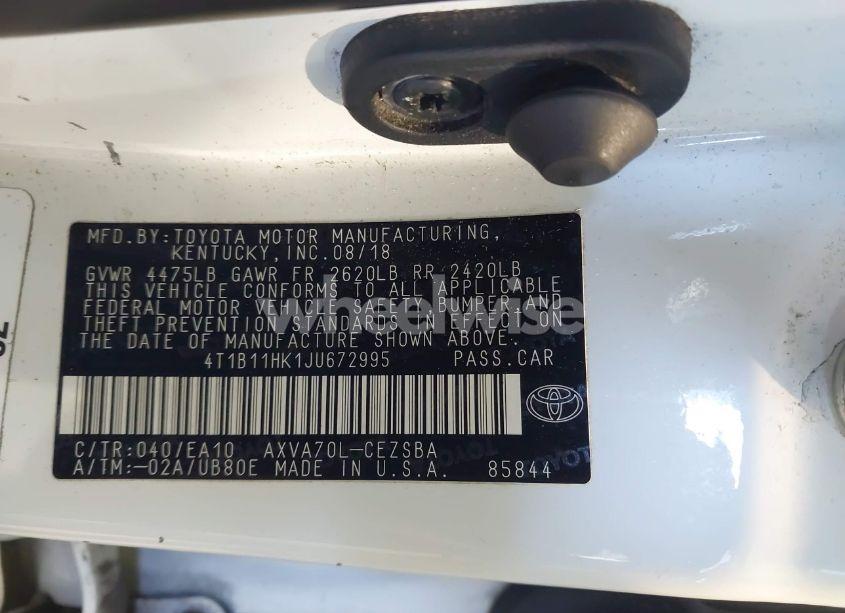 Photo 9 of 2018 Toyota Camry SE (VIN 4T1B11HK1JU672995)