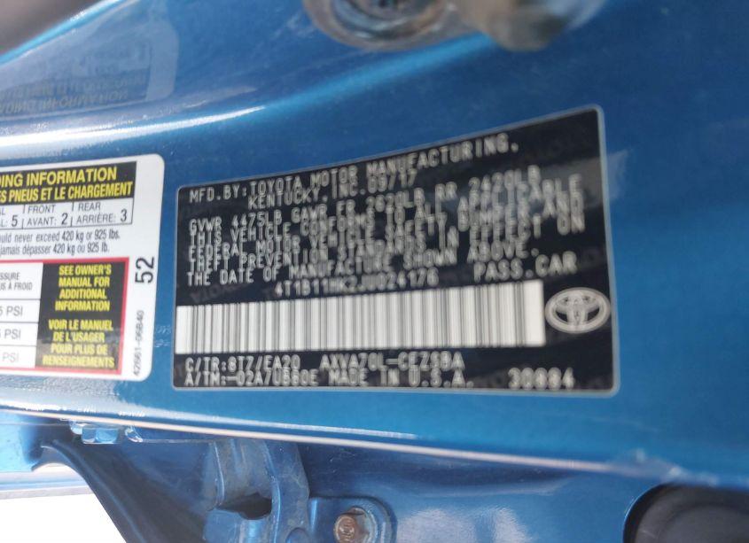 Photo 9 of 2018 Toyota Camry SE (VIN 4T1B11HK2JU024176)