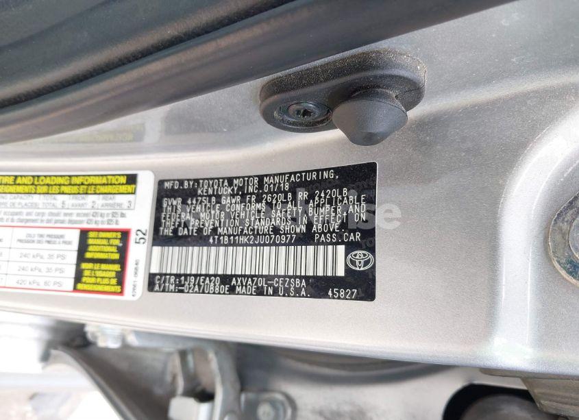 Photo 9 of 2018 Toyota Camry SE (VIN 4T1B11HK2JU070977)