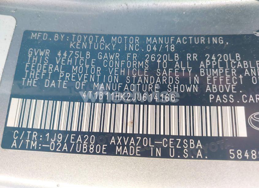 Photo 9 of 2018 Toyota Camry SE (VIN 4T1B11HK2JU614166)