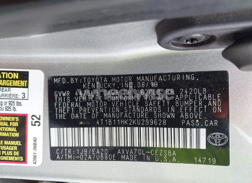 Photo 9 of 2019 Toyota Camry SE (VIN 4T1B11HK2KU299628)