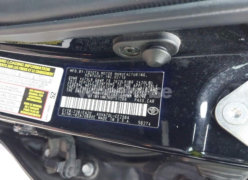 Photo 9 of 2019 Toyota Camry SE (VIN 4T1B11HK2KU751268)