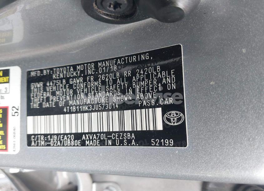 Photo 9 of 2018 Toyota Camry SE (VIN 4T1B11HK3JU573014)