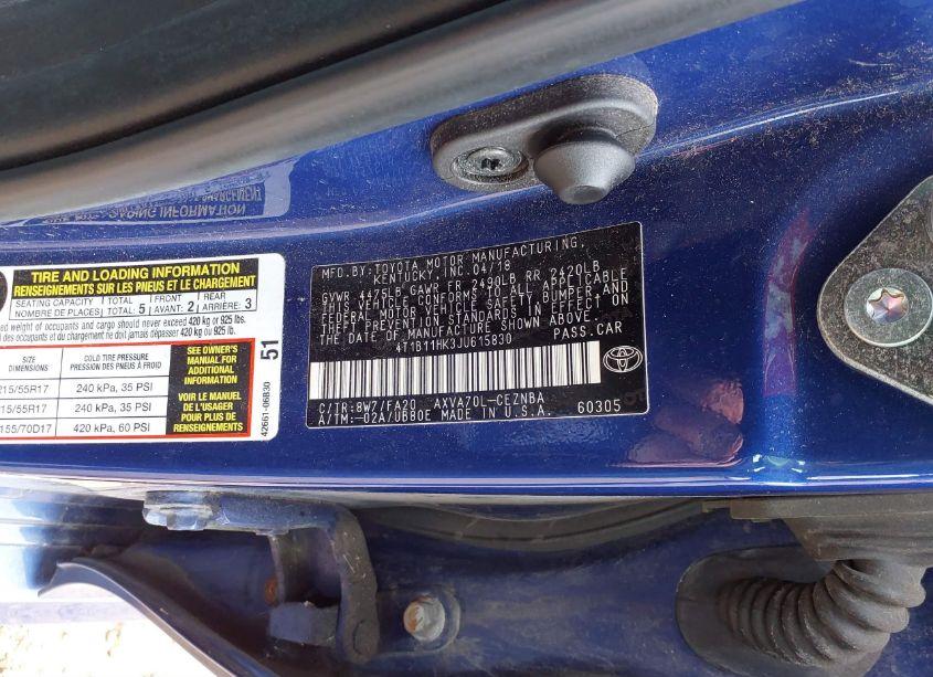 Photo 9 of 2018 Toyota Camry LE (VIN 4T1B11HK3JU615830)