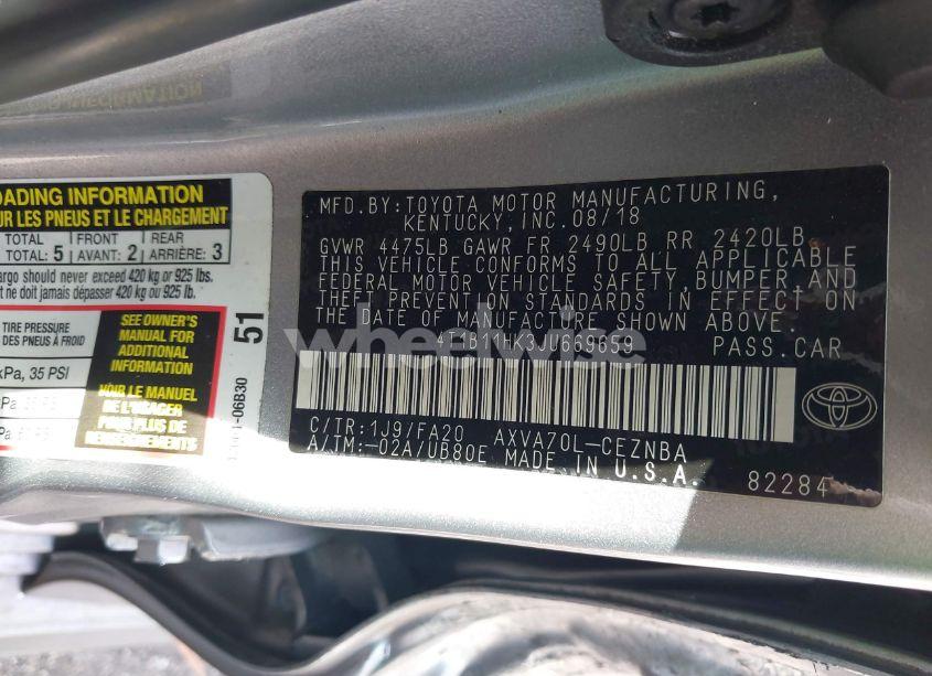 Photo 9 of 2018 Toyota Camry LE (VIN 4T1B11HK3JU669659)