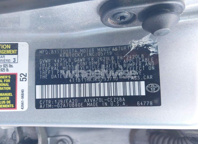 Photo 9 of 2019 Toyota Camry SE (VIN 4T1B11HK3KU793710)