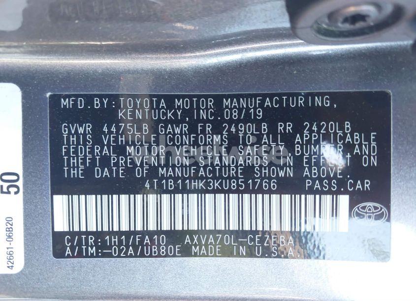 Photo 9 of 2019 Toyota Camry L (VIN 4T1B11HK3KU851766)