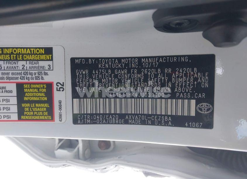 Photo 9 of 2018 Toyota Camry SE (VIN 4T1B11HK4JU031100)