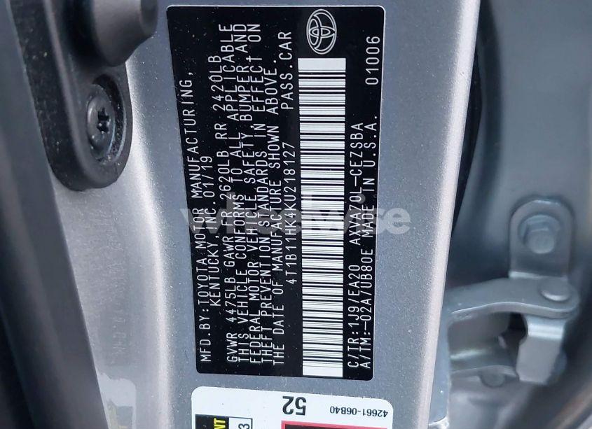 Photo 9 of 2019 Toyota Camry SE (VIN 4T1B11HK4KU218127)