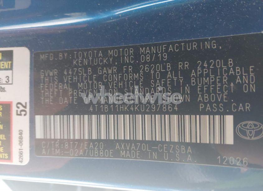 Photo 9 of 2019 Toyota Camry SE (VIN 4T1B11HK4KU297864)