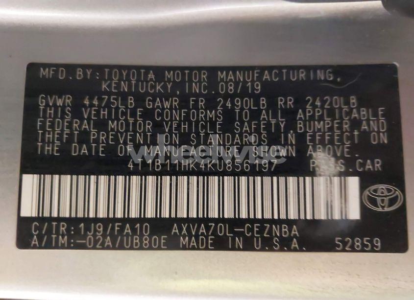 Photo 9 of 2019 Toyota Camry LE (VIN 4T1B11HK4KU856197)