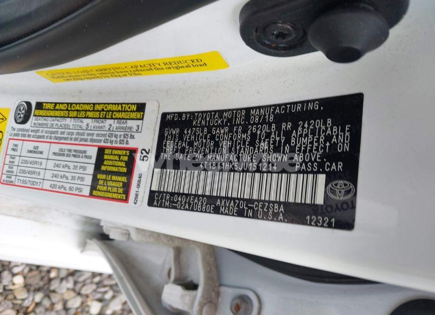 Photo 9 of 2018 Toyota Camry SE (VIN 4T1B11HK5JU151214)