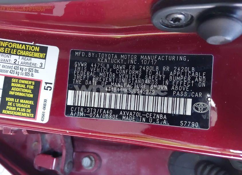 Photo 9 of 2018 Toyota Camry LE (VIN 4T1B11HK5JU542279)