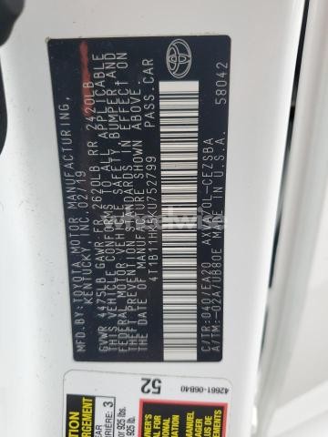 Photo 4 of 2019 TOYOTA CAMRY L (VIN 4T1B11HK5KU752799)