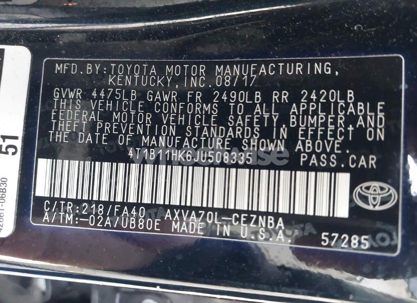 Photo 9 of 2018 Toyota Camry LE (VIN 4T1B11HK6JU508335)